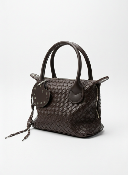 Charmlı Örgü Desenli Omuz Ve El Çantası